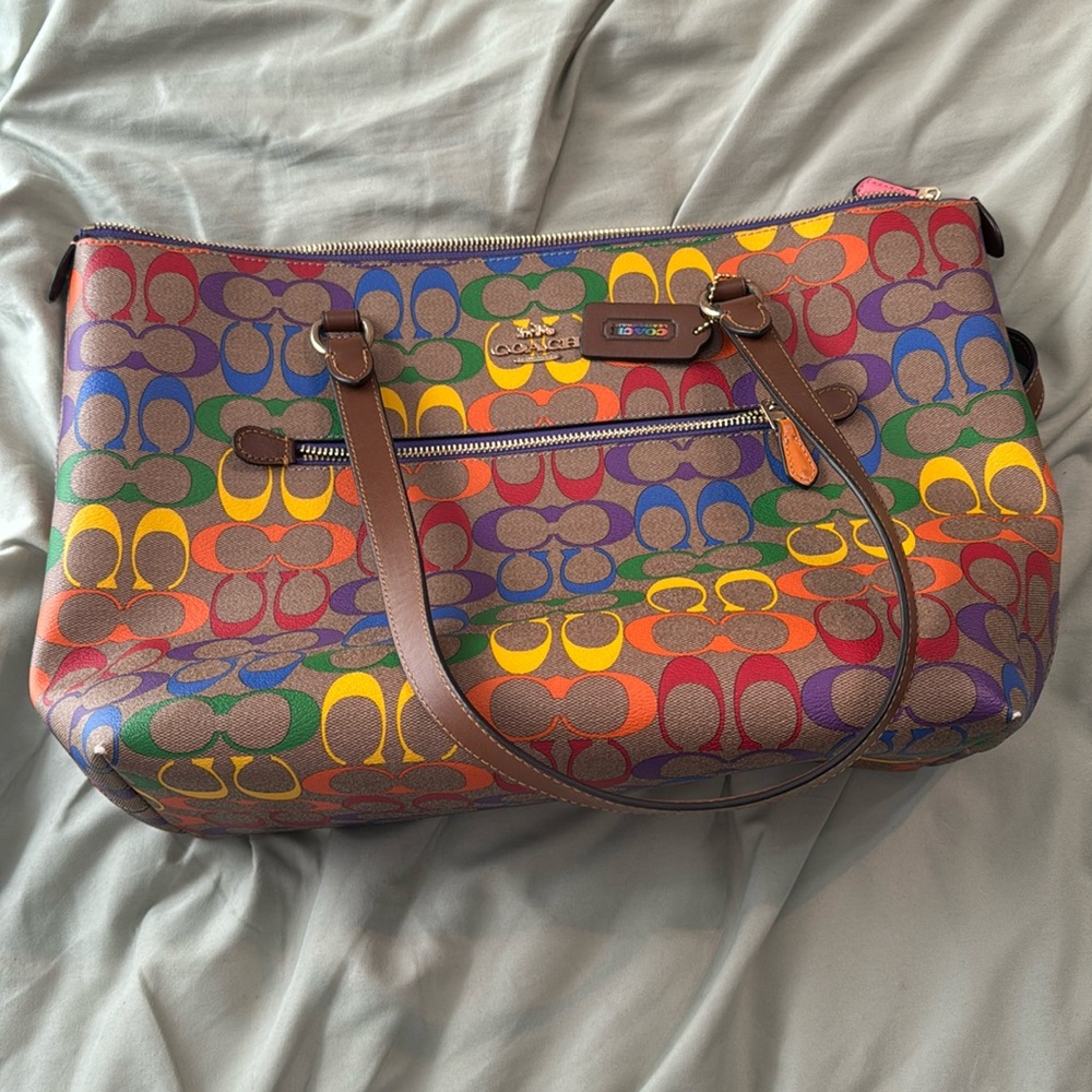 Coach Gallery Tote in Rainbow Bundle